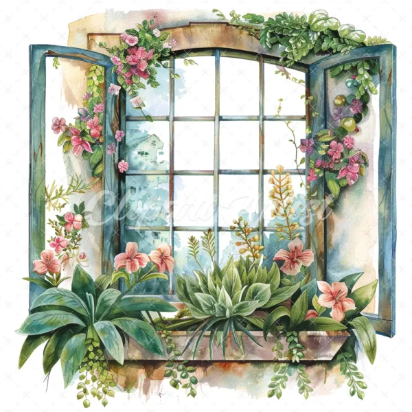 20 High-Quality Victorian Windows Set-1 Clipart - Victorian windows watercolor JPG instant download for commercial use - Digital download