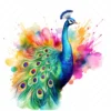 20 High-Quality Rainbow Peacock Clipart - Peacock digital watercolor JPG instant download for commercial use - Digital download