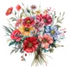20 High-Quality Bouquet of Flowers Clipart - Bouquet of flower digital watercolor JPG instant download for commercial use - Digital download