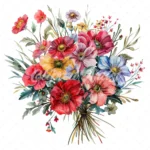 20 High-Quality Bouquet of Flowers Clipart - Bouquet of flower digital watercolor JPG instant download for commercial use - Digital download