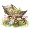 20 High-Quality Rustic Wheelbarrow Clipart - Wheelbarrow digital watercolor JPG instant download for commercial use - Digital download