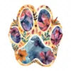 20 High-Quality Floral Paw Prints Clipart - Floral paw prints digital watercolor JPG instant download for commercial use - Digital download