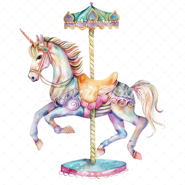 17 High-Quality Carousel Horse Clipart JPG - Carousel horse digital clipart JPG instant download for commercial use - Digital Download