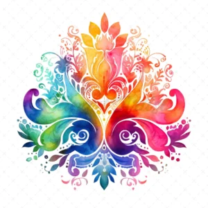 20 High-Quality Rainbow Mehndi Clipart - Rainbow mehndi digital watercolor JPG instant download for commercial use - Digital download