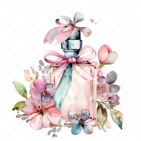 18 High-Quality Floral Perfume Clipart JPG - Pink perfume bottle digital clipart JPG instant download for commercial use - Digital Download