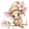 21 High-Quality Cute Spring Mouse with Ball Clipart -Cute mouse digital watercolor JPG instant download for commercial use -Digital download
