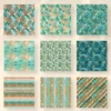 Teal and Gold Seamless Digital Paper - 63 Scrapbook patterns, Teal gold textures, Future journal and cards, Commercial use, Digital download
