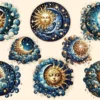 Mystical Moons PNG Clipart Collection - 32 PNG, Mystical lunar illustrations, Cosmic art printables, Commercial use, Digital download