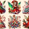 Christmas Fairies PNG Clipart Collection - 25 PNG, Festive fairy graphics png, Holiday magic illustrations, Commercial use, Digital download