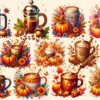 Autumn Coffee PNG Clipart Collection - 43 PNG, Warm beverage graphics, Autumn inspired illustrations, Commercial use, Digital download
