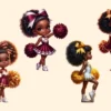 Cheerleader Girls PNG Clipart Collection - 24 PNG, Pep rally png designs, Cheer squad illustrations, Commercial use, Digital download