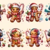 Gingerbread Man PNG Clipart Collection - 40 PNG, Holiday cookie illustrations, Festive printable art, Commercial use, Digital download