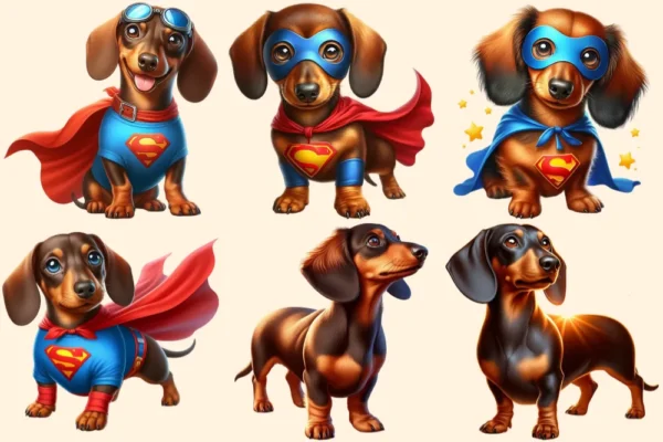 Dachshund PNG Clipart Collection - 28 PNG, Lovable puppy illustrations, Charming dog pet graphics, Commercial use, Digital download