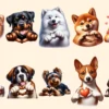 Dog Hearts PNG Clipart Collection - 48 PNG, Charming puppy illustrations, Sweet dog love printables, Commercial use, Digital download