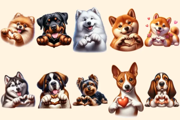 Dog Hearts PNG Clipart Collection - 48 PNG, Charming puppy illustrations, Sweet dog love printables, Commercial use, Digital download