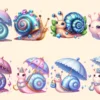 Jewelry Snails (P-2) PNG Clipart Collection - 36 PNG, Charming snail graphics, Jewel inspired printables, Commercial use, Digital download