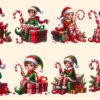Christmas Elves PNG Clipart Collection - 37 PNG, Holiday elf illustrations, Festive season printables, Commercial use, Digital download