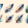 Feathers PNG Clipart Collection - 31 PNG, Artistic feather illustrations, Elegant printables, Commercial use, Digital download