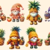 Fruit Gnomes PNG Clipart Collection - 35 PNG, Cute fruit gnome graphics, Charming gnome printables, Commercial use, Digital download