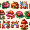 Ladybugs (P-2) PNG Clipart Collection - 54 PNG, Charming little bug illustrations, Lovable red insect art, Commercial use, Digital download
