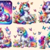 Unicorns (P-2) PNG Clipart Collection - 25 PNG, Whimsical unicorn graphics, Fairytale inspired printables, Commercial use, Digital download