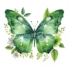 20 High-Quality Green Floral Butterfly Clipart - Butterfly digital watercolor JPG instant download for commercial use - Digital download
