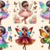 Little Fairies PNG Clipart Collection - 28 PNG, Black fairy graphics, African heritage magic art, Commercial use, Digital download