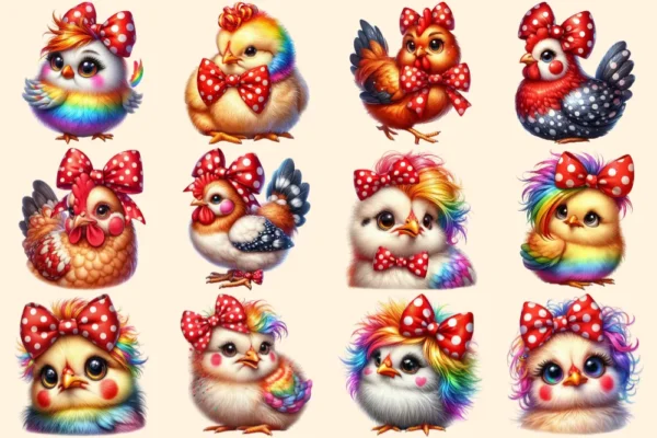 Funny Chicken PNG Clipart Collection - 54 PNG, Funny chicken illustrations, Farmyard art printables, Commercial use, Digital download