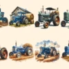 Farm Tractors PNG Clipart Collection - 37 PNG, Farm tractor illustrations, Rural agriculture art, Commercial use, Digital download