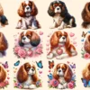 Cavalier King Charles Spaniel PNG Clipart Collection - 53 PNG, Charming dog illustrations, Spaniel art, Commercial use, Digital download