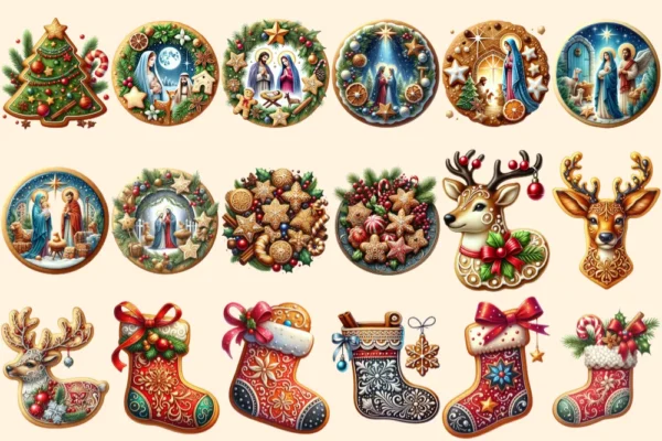 Christmas Cookies PNG Clipart Collection - 82 PNG, Holiday cookie graphics, Festive treat art, Commercial use, Digital download