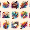 Musical Instruments PNG Clipart Collection - 65 PNG, Colorful music graphics, Instrument printables, Commercial use, Digital download