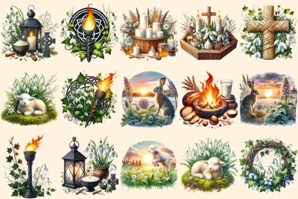 Imbolc Celebrations PNG Clipart Collection - 74 PNG, Seasonal celebration graphics, Pagan printables, Commercial use, Digital download
