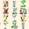 Cocktails PNG Clipart Collection - 96 PNG, Colorful beverage illustrations, Bar themed printables, Commercial use, Digital download