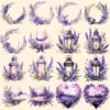 Lavenders Watercolor Clipart Bundle - 160+ transparent PNG, PNG of Tranquil summer lavender joy, Lavenders Commercial use, Digital download