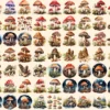 Mushrooms Watercolor Clipart Bundle - 520+ transparent PNG, Mushrooms png, Enchanted nature illustrations, Commercial use,Digital download