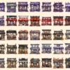Halloween Storefronts Watercolor Clipart Bundle - 310+ transparent PNG, Haunted store graphics, Spooky png, Commercial use, Digital download