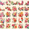 Tropical Flowers Watercolor Clipart Bundle - 245+ transparent PNG, Blooming flowers graphics, Summer png, Commercial use, Digital download