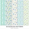 Springtime Planning Seamless Patterns, Cute spring JPEG, Spring reading pattern, Meadow flowers repeating pattern, Digital scrapbook paper