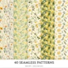 Boho Summer Seamless Patterns, Bohemian beachwear JPEG, Feathers pattern, Tropical, Wildflower repeating pattern, Digital scrapbook paper