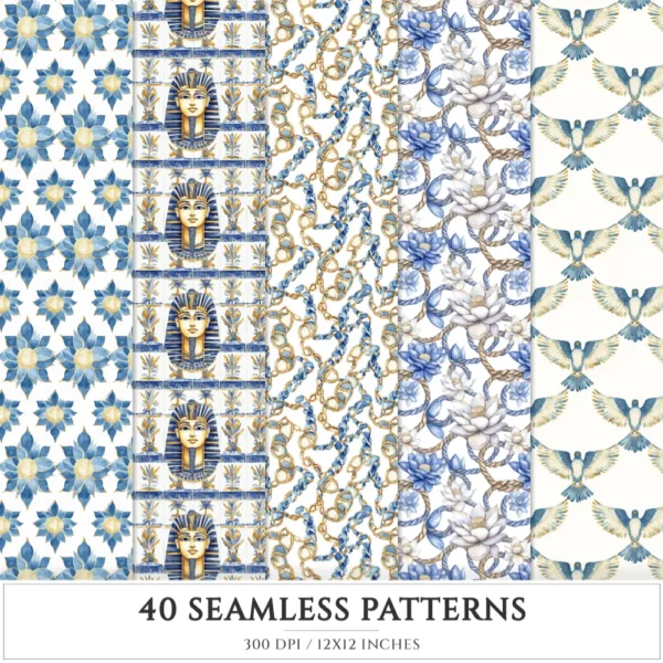 Amentas Whisper Seamless Patterns, Ancient egypt JPEG, Pyramid pattern, Falcon, Egyptian, Lotus repeating pattern, Digital scrapbook paper