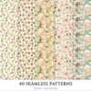 Forest Bibliotheca Seamless Patterns, Autumn library JPEG, Book pattern, Reading, Falling leaves repeating pattern, Digital scrapbook paper