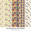Autumn Notions Seamless Patterns, Artistic autumn JPEG, Pumpkin pattern, Floral, Autumn leaves repeating pattern, Digital scrapbook paper