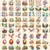 Dinosaurs Watercolor Clipart Bundle - 690+ transparent PNG, Dino graphics, Ancient dinosaur creature png, Commercial use, Digital download