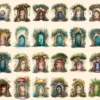 Forest Fairy Doors Watercolor Clipart Bundle - 210+ transparent PNG, Whimsical storybook png, Forest doors, Commercial use, Digital download