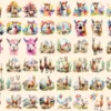 Llamas Watercolor Clipart Bundle - 400+ transparent PNG, Charming alpaca illustrations, Cyte llama images, Commercial use, Digital download