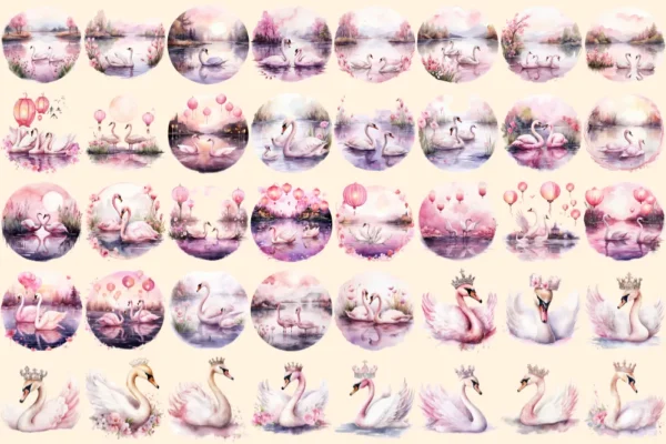 Ballerina Watercolor Clipart Bundle - 273+ transparent PNG, Ballet dancer illustrations, Swan lake images, Commercial use, Digital download