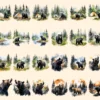 Black Bears Clipart Bundle - 200+ transparent PNG, Woodland creature illustrations, Majestic bear graphics, Commercial use, Digital download