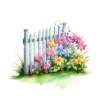 20 High-Quality Picket Fences Clipart - Picket fences digital watercolor JPG instant download for commercial use - Digital download