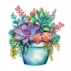 19 High-Quality Boho Succulent Pot Clipart - Succulent pot digital watercolor JPG instant download for commercial use - Digital download